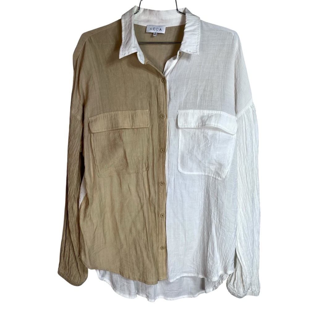 Color Block Button Down Shirt